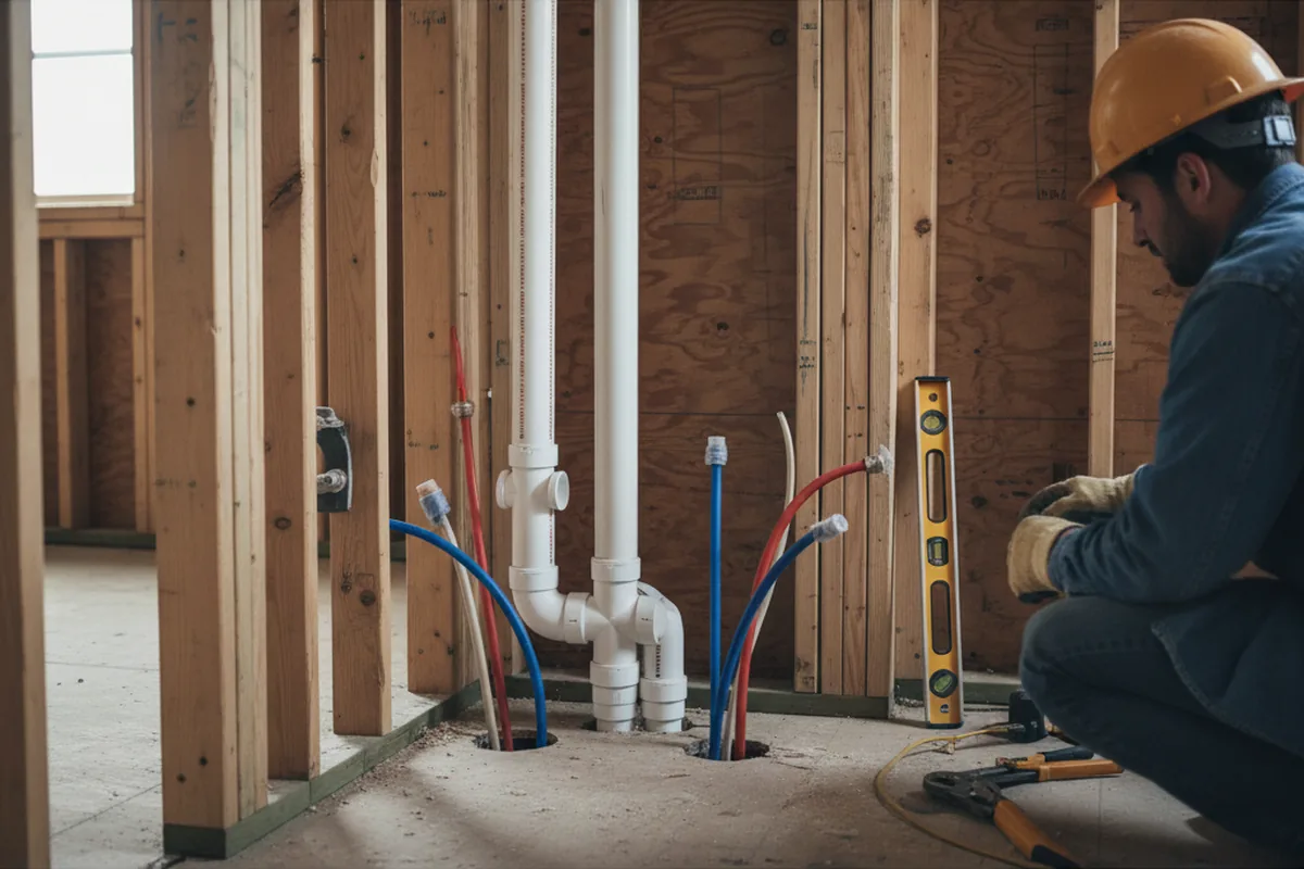 Drain and supply rough-in during Leak Detection in Goodfellow AFB